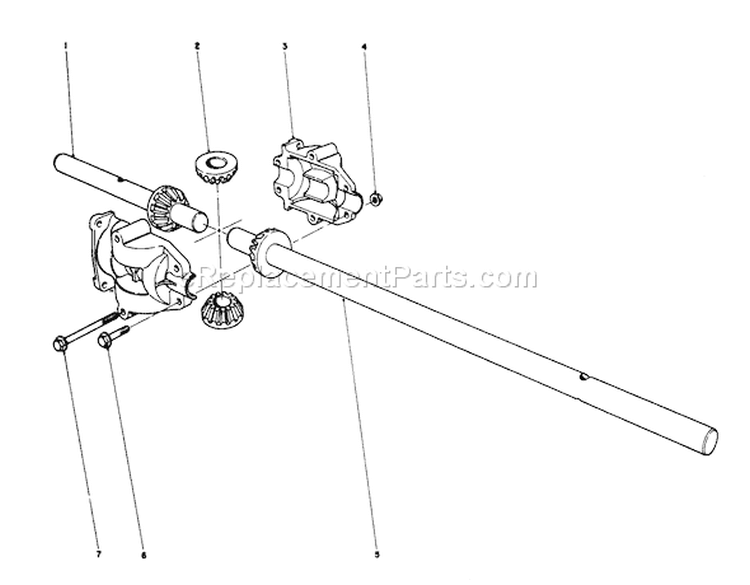 Differential Assembly Diagram and Parts List for 56044 7000001-7999999 - 1977 Toro Lawn Tractor