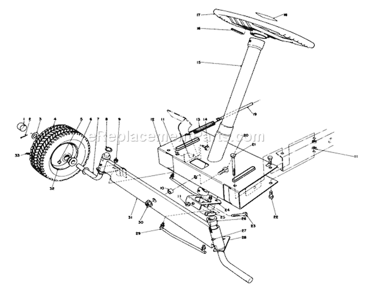 Front Axle Assembly Diagram and Parts List for 56044 8000001-8999999 - 1978 Toro Lawn Tractor