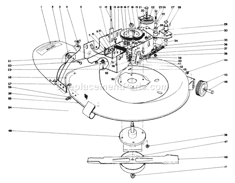 25" Mower Assembly Diagram and Parts List for 56044 8000001-8999999 - 1978 Toro Lawn Tractor