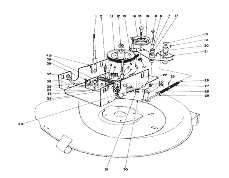 Blade Drive Assembly Diagram and Parts List for 56080 0000001-0999999 - 1980 Toro Lawn Tractor