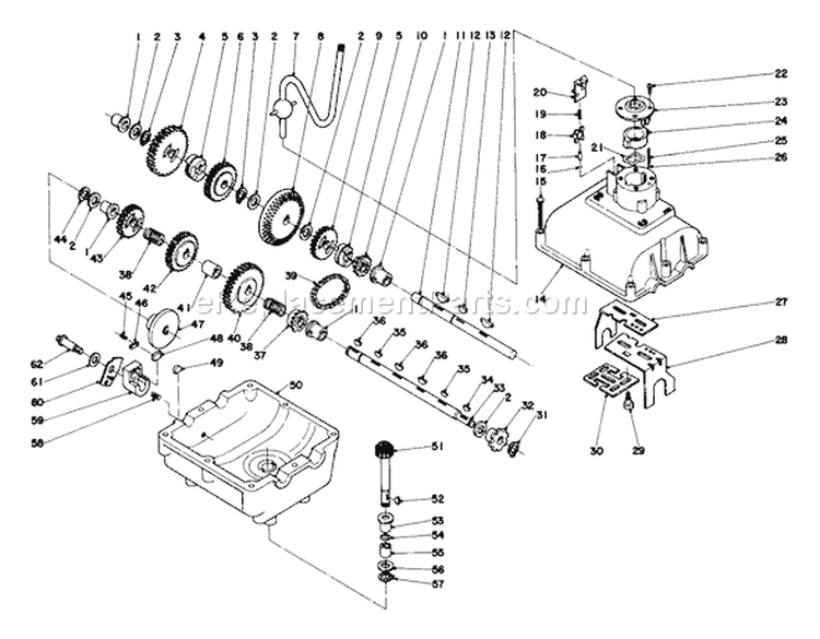 Transmission Assembly 26-5440 Diagram and Parts List for 56080 1000001-1999999 - 1981 Toro Lawn Tractor