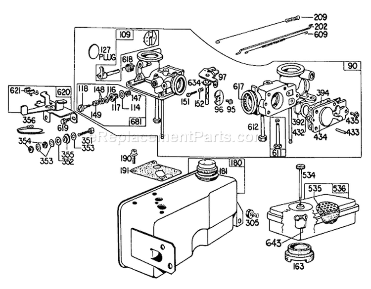 Engine Briggs & Stratton Diagram and Parts List for 56080 1000001-1999999 - 1981 Toro Lawn Tractor