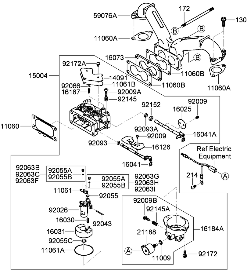 Carburetor Assembly Diagram and Parts List for 74569 (290000001-290000206)(2009) Toro Lawn Mower