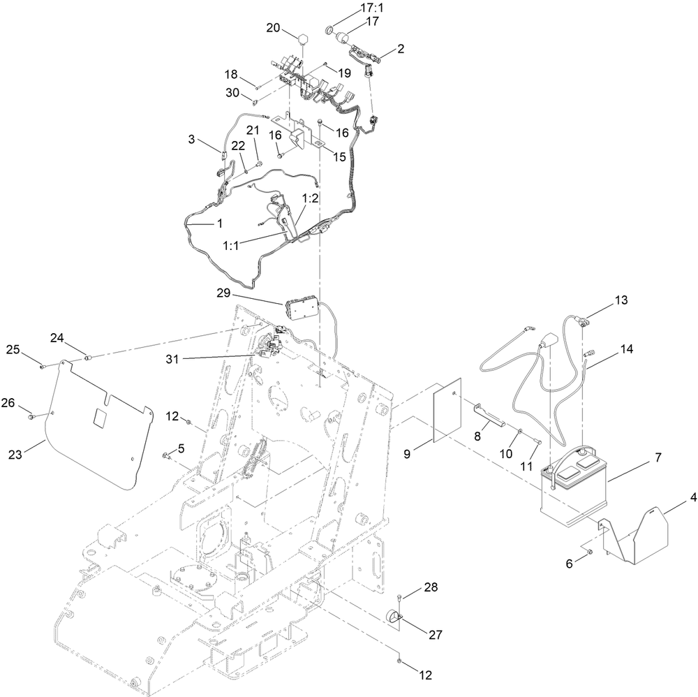 Electrical Assembly Diagram and Parts List for 22323G 405700000 - 410299999 Toro Lawn Tractor Accessories