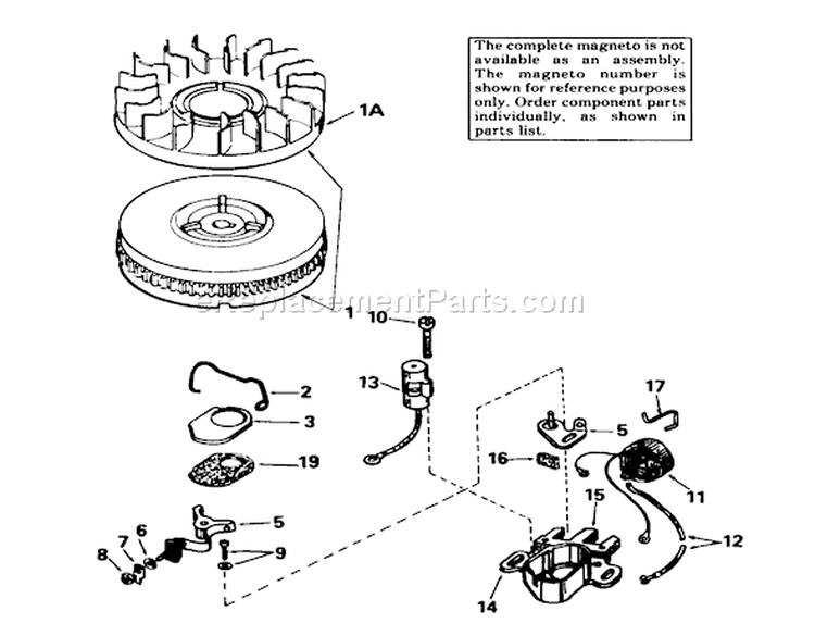 Magneto Diagram and Parts List for 56125 2000001-2999999 - 1982 Toro Lawn Tractor