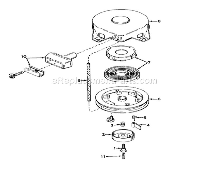 Rewind Starter Diagram and Parts List for 56125 2000001-2999999 - 1982 Toro Lawn Tractor