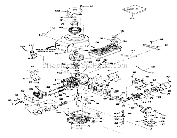 Tecumseh Engine Model Diagram and Parts List for 56125 2000001-2999999 - 1982 Toro Lawn Tractor