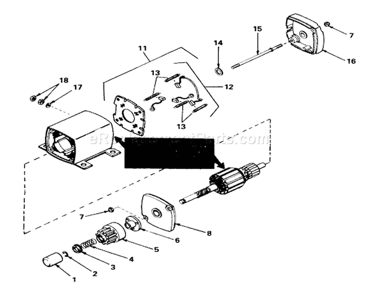 12 Volt Electric Starter Diagram and Parts List for 56125 3000001-3999999 - 1983 Toro Lawn Tractor
