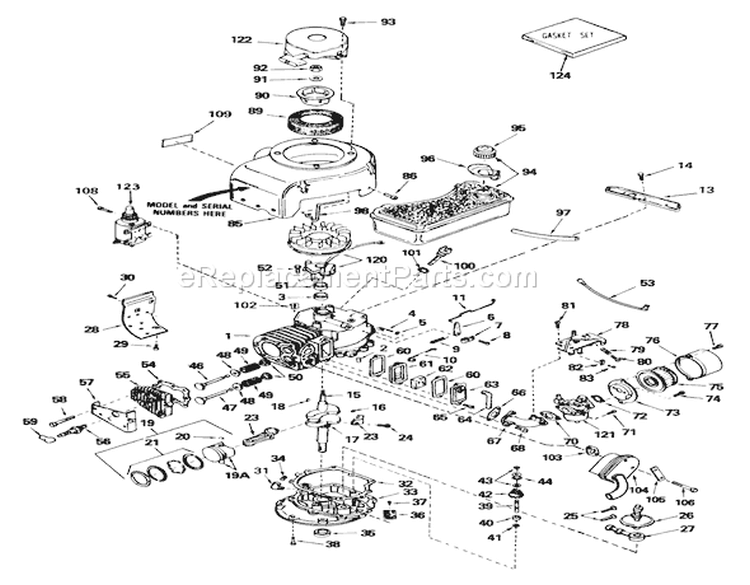 Tecumseh Engine Model Diagram and Parts List for 56125 3000001-3999999 - 1983 Toro Lawn Tractor