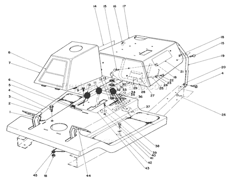 Body Assembly Diagram and Parts List for 56125 3000001-3999999 - 1983 Toro Lawn Tractor
