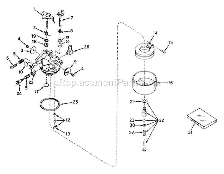 Carburetor Diagram and Parts List for 56125 3000001-3999999 - 1983 Toro Lawn Tractor