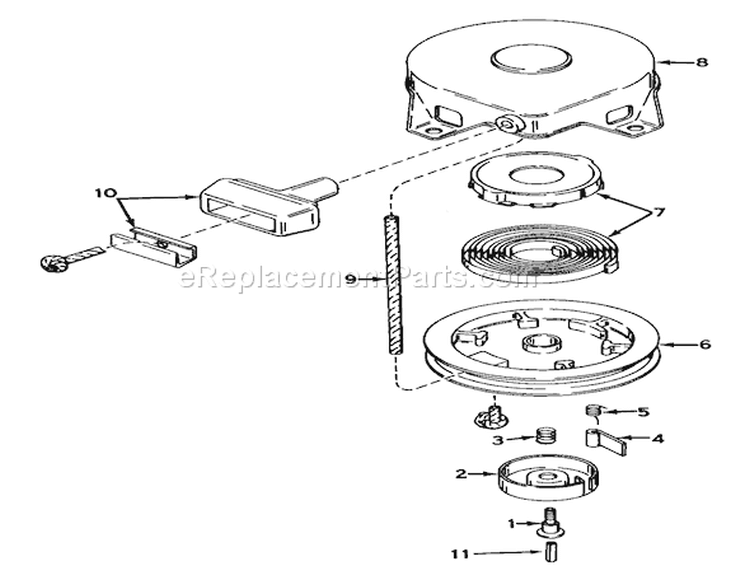 Rewind Starter Diagram and Parts List for 56125 4000001-4999999 - 1984 Toro Lawn Tractor