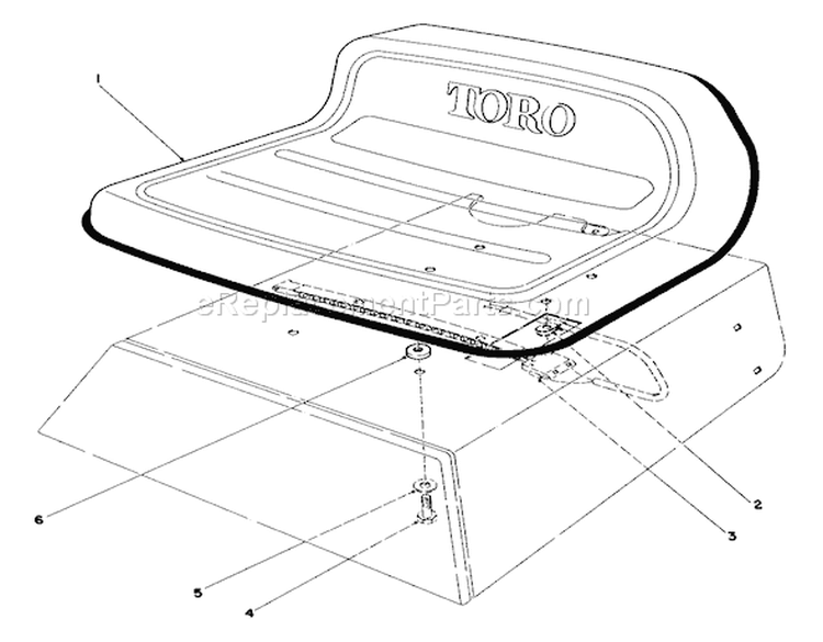 Seat Assembly Diagram and Parts List for 56125 4000001-4999999 - 1984 Toro Lawn Tractor