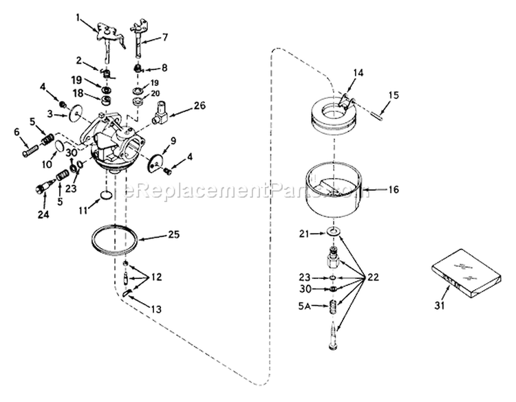Carburetor Diagram and Parts List for 56125 4000001-4999999 - 1984 Toro Lawn Tractor