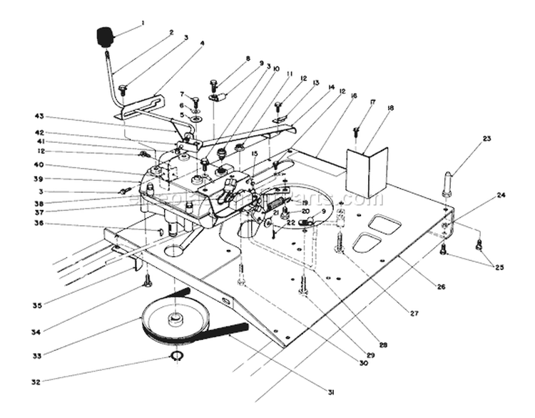 Engine Plate And Shift Assembly Diagram and Parts List for 56125 5000001-5999999 - 1985 Toro Lawn Tractor