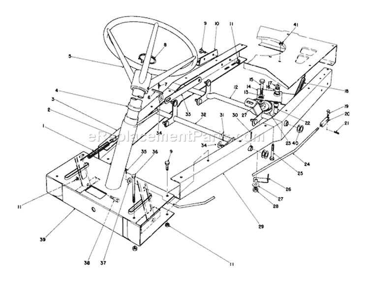 Frame Assembly Diagram and Parts List for 56125 5000001-5999999 - 1985 Toro Lawn Tractor