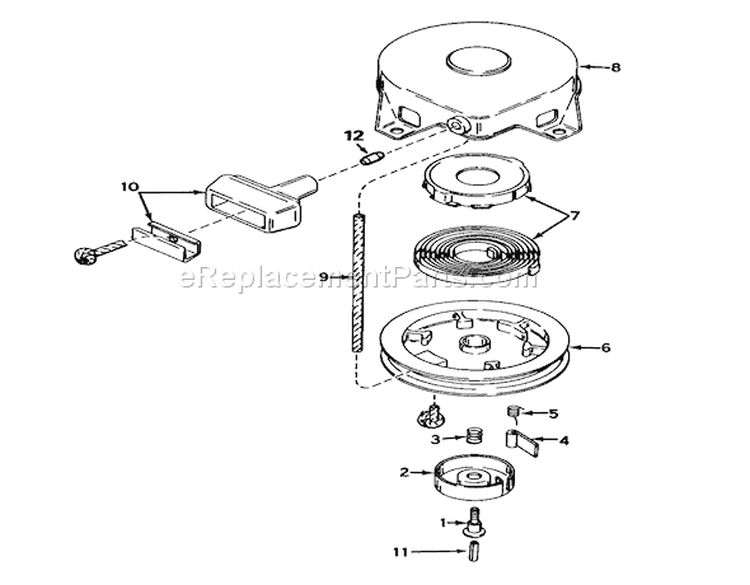 Rewind Starter Diagram and Parts List for 56125 5000001-5999999 - 1985 Toro Lawn Tractor