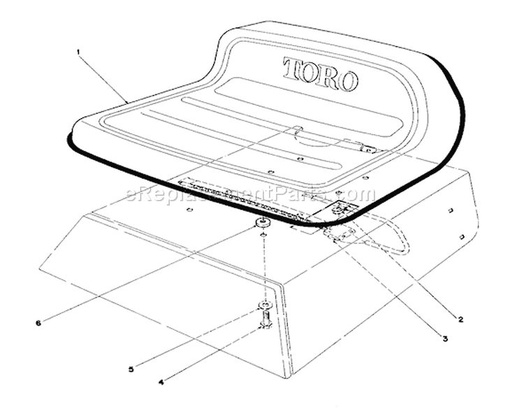 Seat Assembly Diagram and Parts List for 56125 5000001-5999999 - 1985 Toro Lawn Tractor
