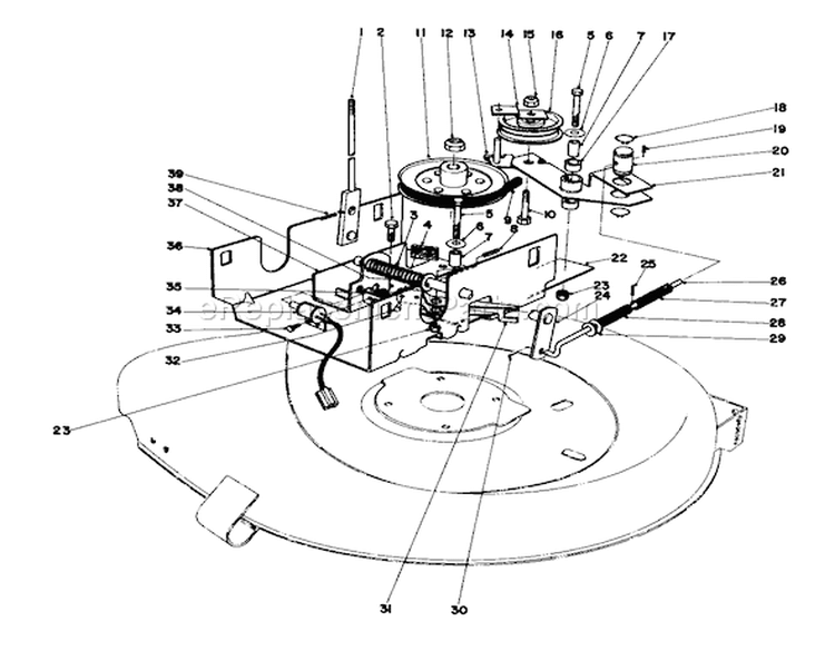 Blade Drive Assembly Diagram and Parts List for 56125 5000001-5999999 - 1985 Toro Lawn Tractor