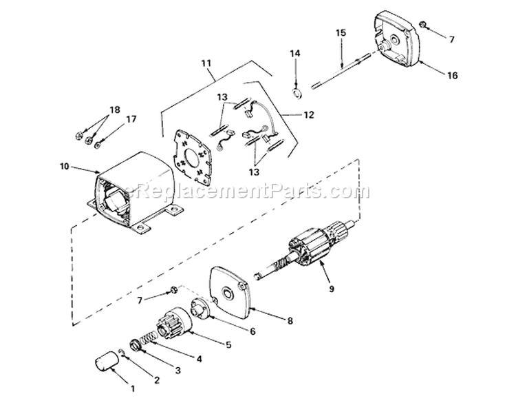 12 Volt Electric Starter Diagram and Parts List for 56125 6000001-6999999 - 1986 Toro Lawn Tractor