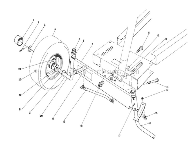Front Axle Assembly Diagram and Parts List for 56125 6000001-6999999 - 1986 Toro Lawn Tractor