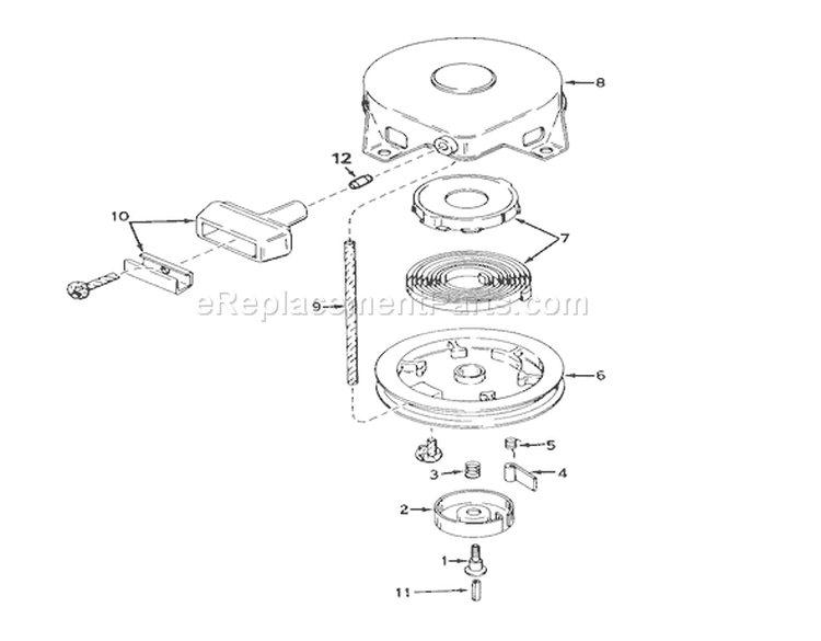 Rewind Starter Diagram and Parts List for 56125 7000001-7999999 - 1987 Toro Lawn Tractor