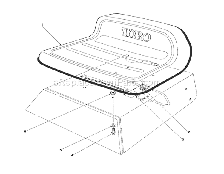 Seat Assembly Diagram and Parts List for 56125 7000001-7999999 - 1987 Toro Lawn Tractor