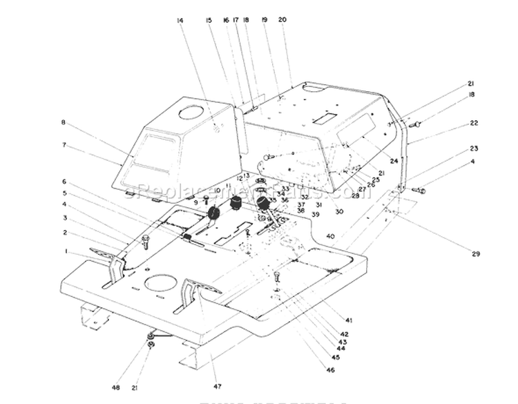 Body Assembly Diagram and Parts List for 56125 7000001-7999999 - 1987 Toro Lawn Tractor