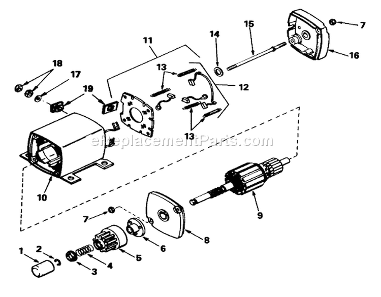 Starter Motor Diagram and Parts List for 56127 8000001-8999999 - 1988 Toro Lawn Tractor