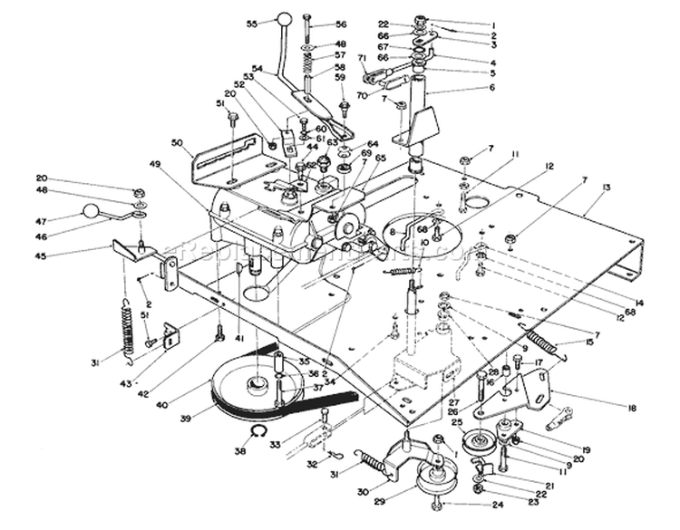 Transmission & Linkage Assembly Diagram and Parts List for 56127 8000001-8999999 - 1988 Toro Lawn Tractor