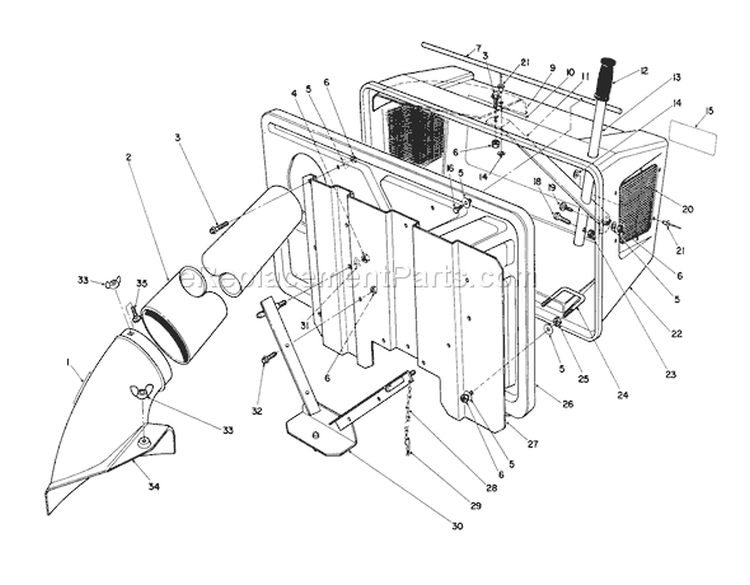 Easy Empty Bagging Kit Model 59047 Diagram and Parts List for 56127 8000001-8999999 - 1988 Toro Lawn Tractor