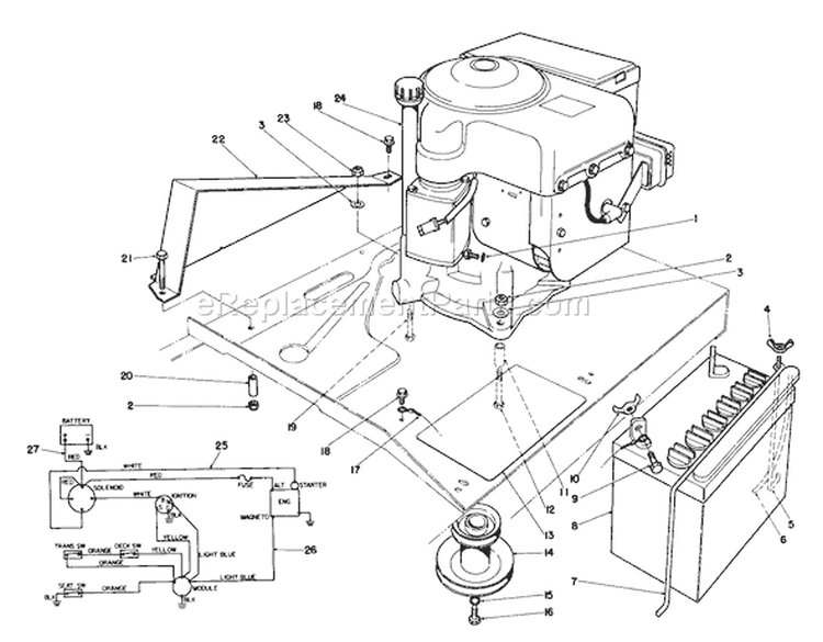 Engine Assembly Diagram and Parts List for 56127 8000001-8999999 - 1988 Toro Lawn Tractor