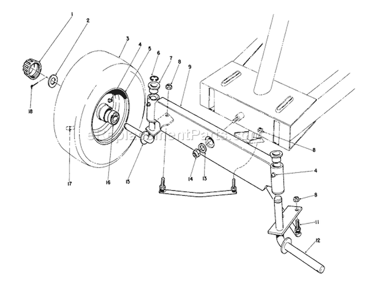 Front Axle Assembly Diagram and Parts List for 56127 8000001-8999999 - 1988 Toro Lawn Tractor