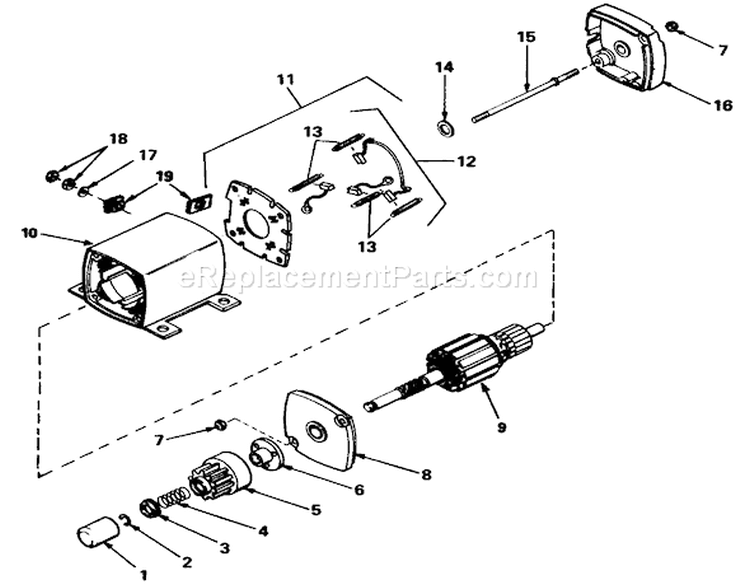 12 Volt Electric Starter Diagram and Parts List for 56128 9000001-9999999 - 1989 Toro Lawn Tractor