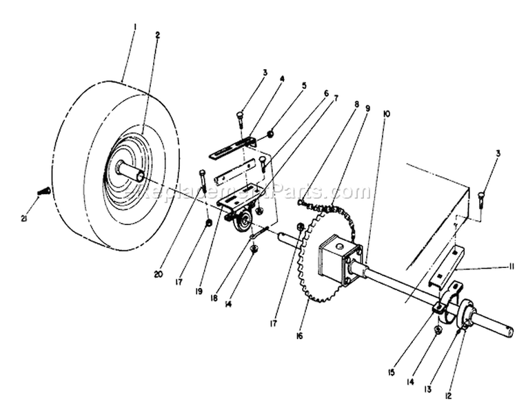 Rear Axle Assembly Diagram and Parts List for 56128 9000001-9999999 - 1989 Toro Lawn Tractor