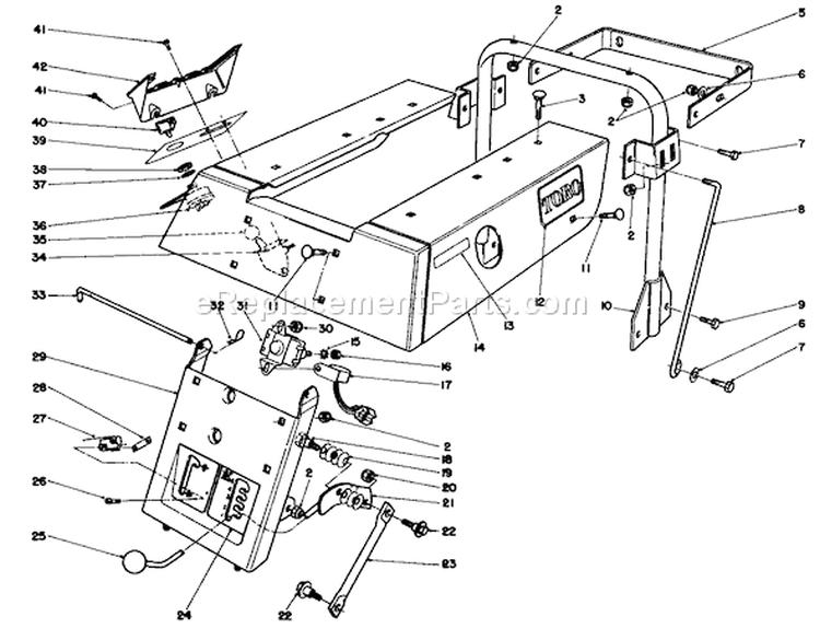 Rear Body Assembly Diagram and Parts List for 56128 9000001-9999999 - 1989 Toro Lawn Tractor