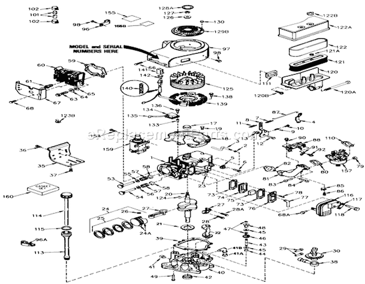 Engine Model Diagram and Parts List for 56128 9000001-9999999 - 1989 Toro Lawn Tractor
