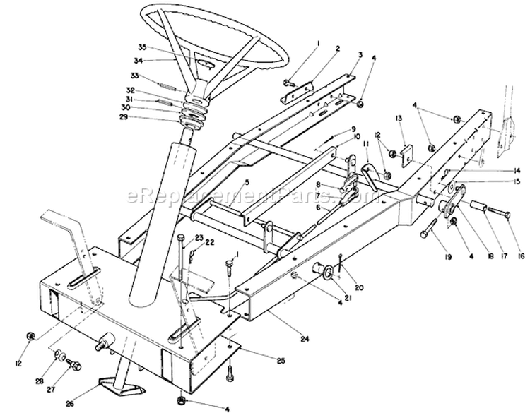 Frame Assembly Diagram and Parts List for 56128 9000001-9999999 - 1989 Toro Lawn Tractor