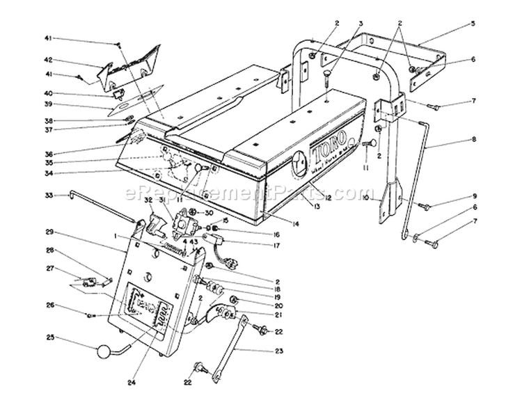 Rear Body Assembly Diagram and Parts List for 56132 1000001-1999999 - 1991 Toro Lawn Tractor