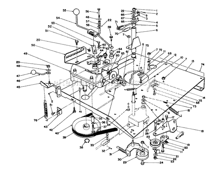 Transmission & Linkage Assembly Diagram and Parts List for 56132 1000001-1999999 - 1991 Toro Lawn Tractor