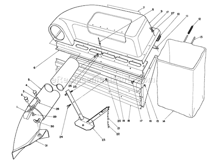 Twin Bagger Grass Catcher Model 59053 Diagram and Parts List for 56132 1000001-1999999 - 1991 Toro Lawn Tractor