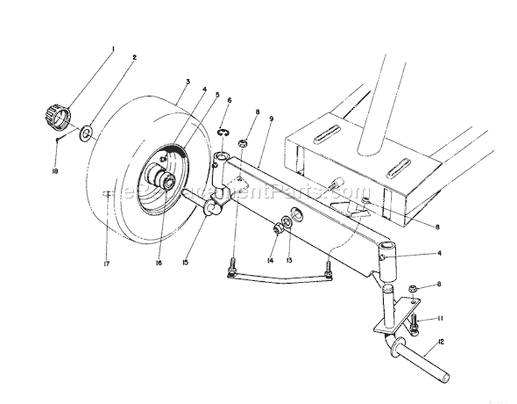 Front Axle Assembly Diagram and Parts List for 56132 1000001-1999999 - 1991 Toro Lawn Tractor