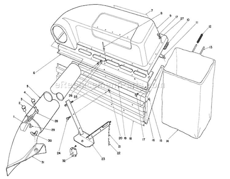 Twin Bagger Grass Catcher Model 59053 Diagram and Parts List for 56132 2000001-2999999 - 1992 Toro Lawn Tractor