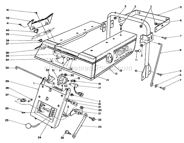 Rear Body Assembly Diagram and Parts List for 56133 1000001-1999999 - 1991 Toro Lawn Tractor
