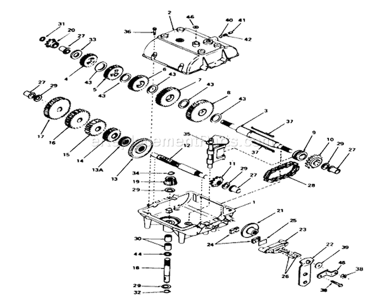 Transmission Peerless Model 700-025 Diagram and Parts List for 56133 1000001-1999999 - 1991 Toro Lawn Tractor