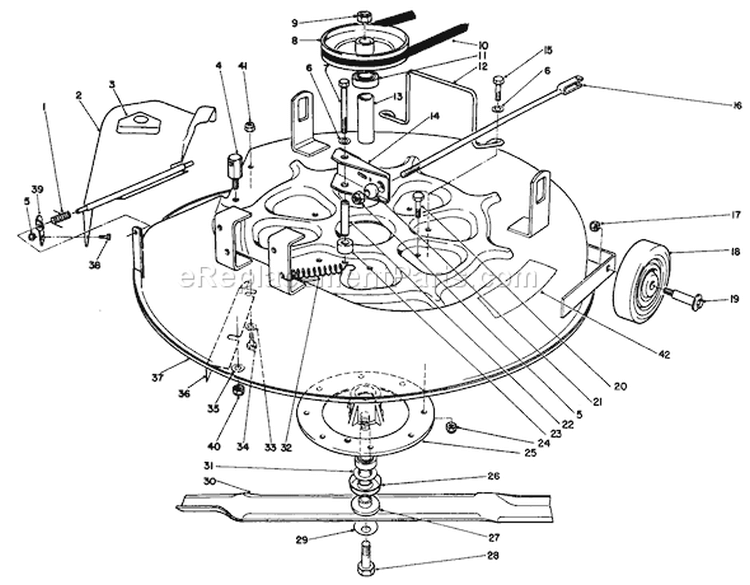 Cutting Unit Assembly Diagram and Parts List for 56133 1000001-1999999 - 1991 Toro Lawn Tractor