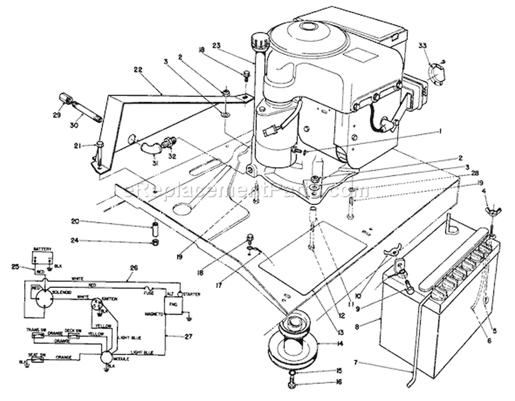 Engine Assembly Diagram and Parts List for 56133 1000001-1999999 - 1991 Toro Lawn Tractor