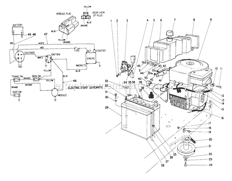 Page E Diagram and Parts List for 56145 7000001-7999999 - 1987 Toro Lawn Tractor