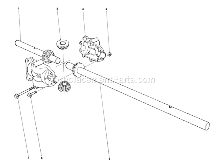 Differential Assembly Diagram and Parts List for 56100 5000001-5999999 - 1975 Toro Lawn Tractor