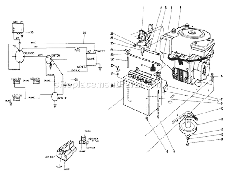 Engine Assembly Diagram and Parts List for 56155 3000001-3999999 - 1983 Toro Lawn Tractor